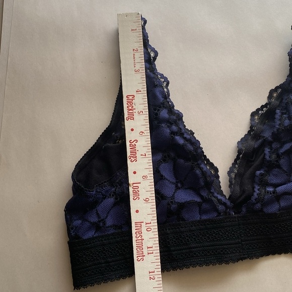 Aerie Lace Bralette Womens L Purple/Black unlined pull over Deep V Dark Romantic - Picture 8 of 8